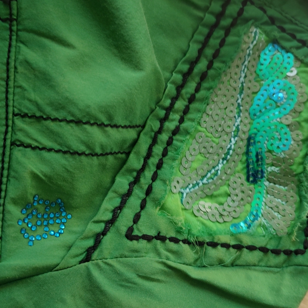 Knew Without Tags Green Sequins Roar Button Down - image 4